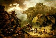 Philippe Jacques landscape with carriage in a storm oil on canvas